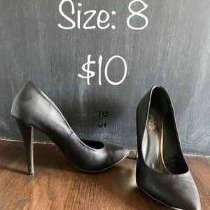 Black and gold heels